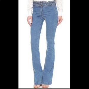 NWT Veronica Beard Biscayne Braided Flare Jeans, Sz 0